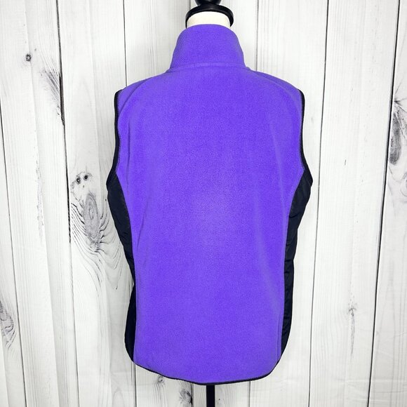 Ralph Lauren Active L-RL Purple Black Fleece Vest Womens Sz XL Full Zip - Picture 8 of 10